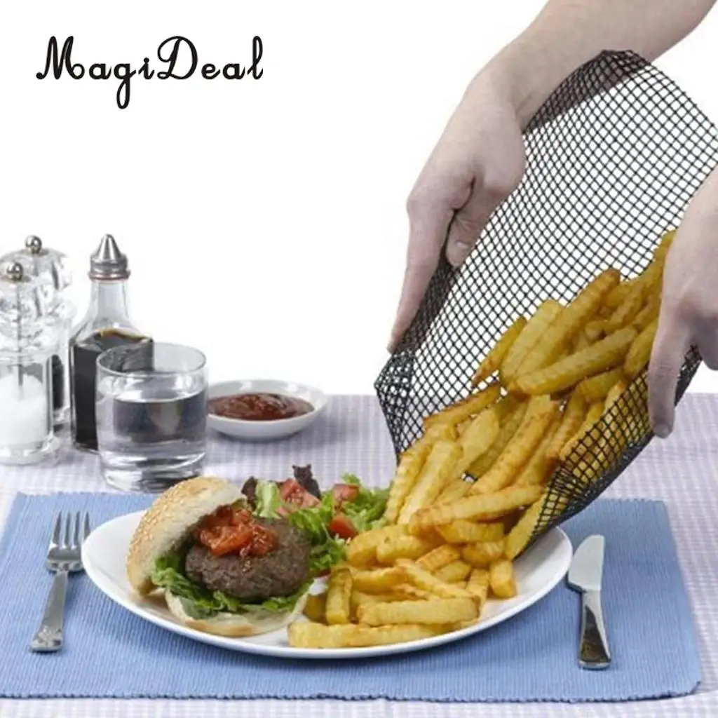 MagiDeal Non-Stick Oven Baking Mesh Tray BBQ Net Chip Baskets Roaster Grilling Mesh