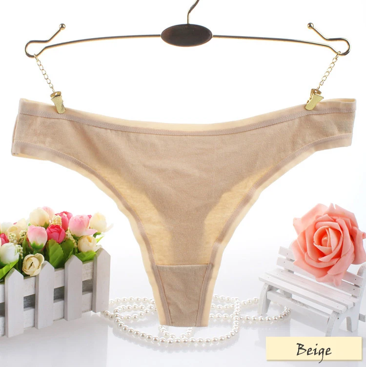 Plus Size Women Cotton Sexy G String Fashion Solid Panties Women's Thongs Briefs Low Waist Underwear (19)
