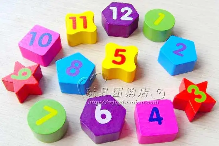 Exempt postage Multicolour cartoon rabbit digital clock shape blocks wooden toy
