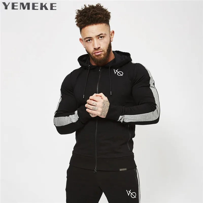 

2017 Autumn New Men fitness Hoodie Fashion pullover Zipper jacket Sweatshirt Bodybuilding sportswear fashion top coat clothing