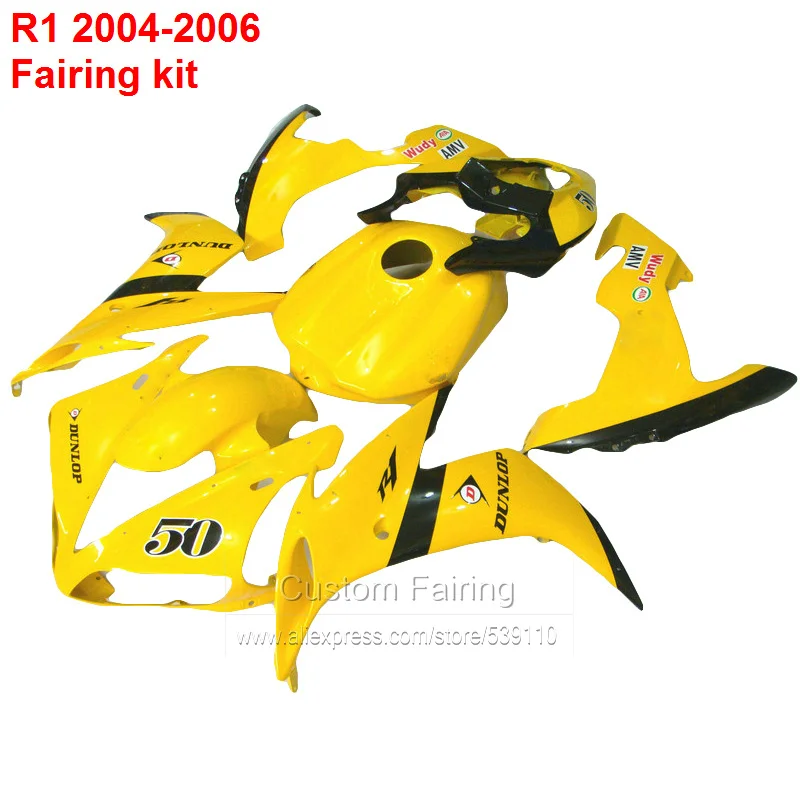 Желтый комплект обтекателей для YAMAHA yzf r1 04 2004 (наклейки на заказ) YZFR1 05 Обтекатели