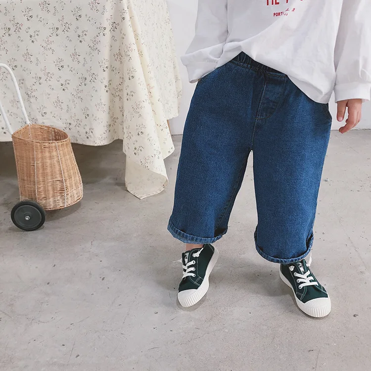 

new Spring 2019 Toddlers Children Denim Trousers Casual Loose Unisex Baby Boys Girls Jeans Kids Clothes Fashion Pants