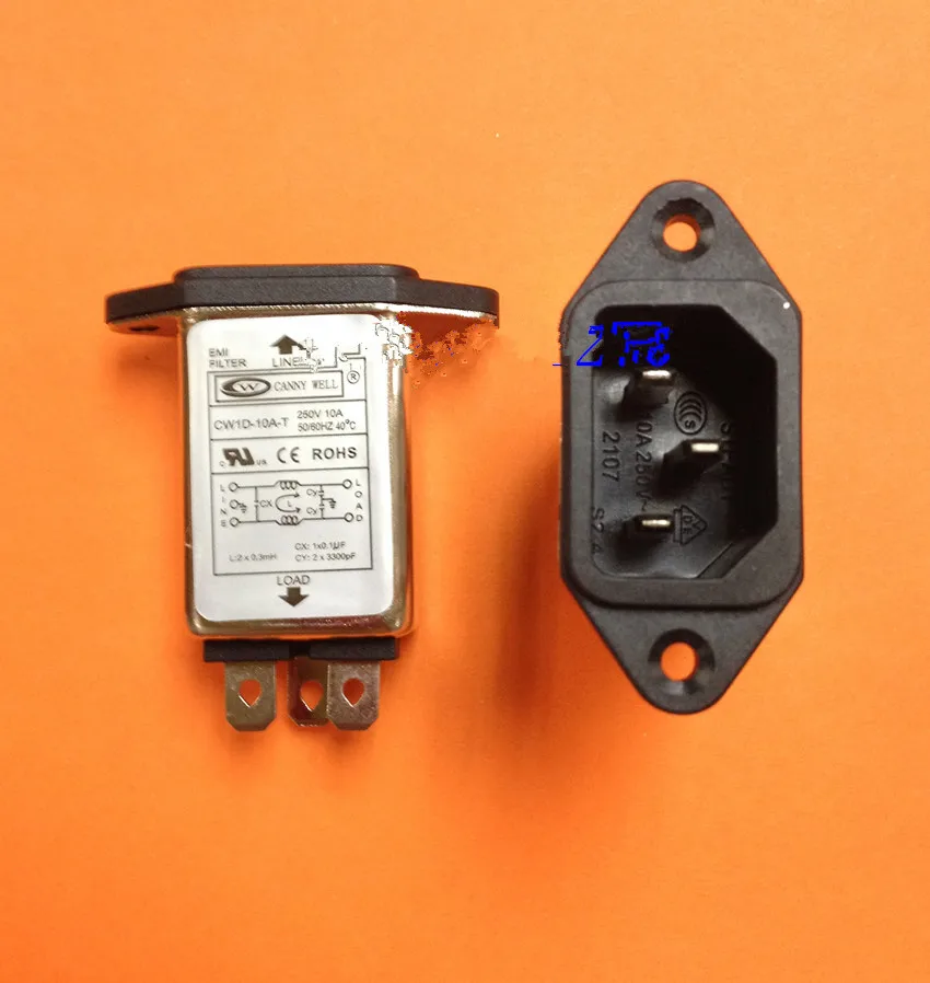 2pcs General Purpose AC Power EMI Noise Filter 10 Amp 110V 115V 220V