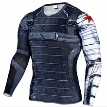 New Superhero Winter Soldier Bucky Anime 3D T Shirt Fitness Men Crossfit T-Shirt Long Sleeve Compression Shirt