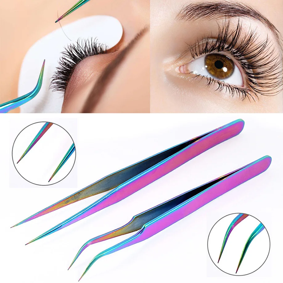 High Quality Eyelash Tweezers Stainless Steel Eyebrow Tweezers Eyelash