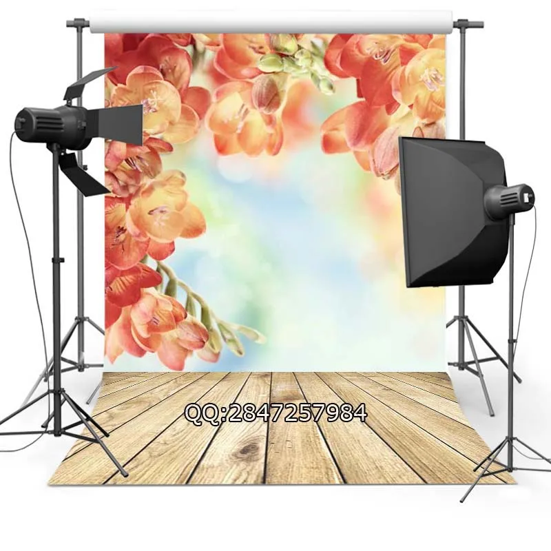 Vinyl Photography Background Flowers Valentine's Day Wood floor Computer printed Wedding Backdrops for Photo Studio F-2333 10x10ft vinyl backdrops for photography valentine day photography background qr217