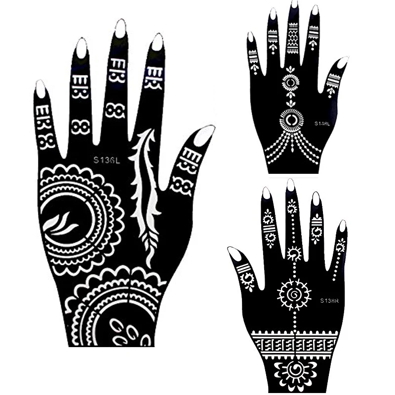

1pcs Hand Large Henna Tattoo Stencils For Body Paint,Flower Glitter Airbrush Mehndi Indian Henna Tatoo Templates Stencil 21*12cm