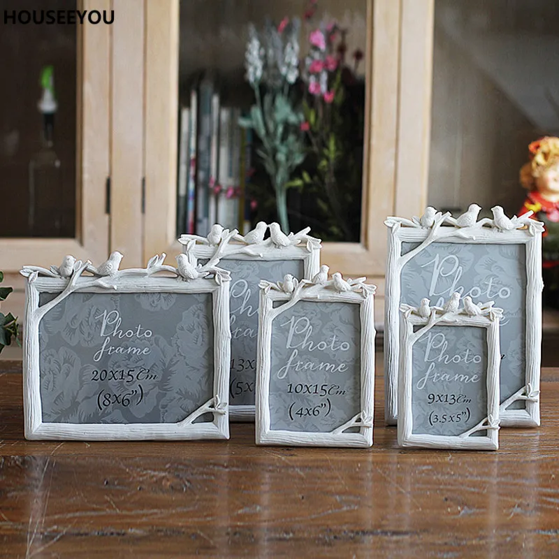 Retro Decoration Crafts Photo Frame Creative Resin Bird and Tree Picture Frame Vintage Photo Wedding Home Decor Ornaments