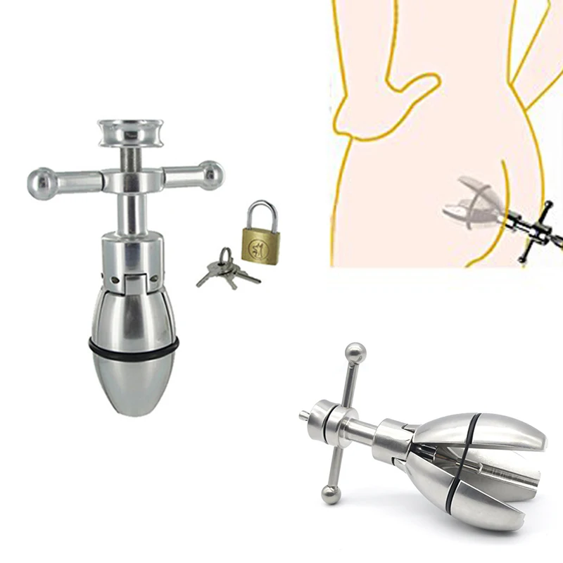  Adjustable Metal Anal Plug G Spot Dilator Chastity Device Butt Plug Erotic Sex Toys For Women/Men N