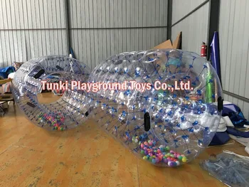 

150*150cm cheap inflatable roller barrel with ocean balls inside