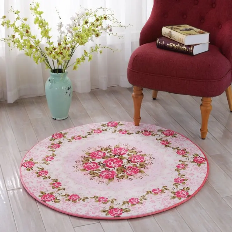 Красные розы печатные ковры Европейский Стиль 15 мм плотные мягкие коврики большой круглый пол ковры для гостиной ванная комната круг йога коврики