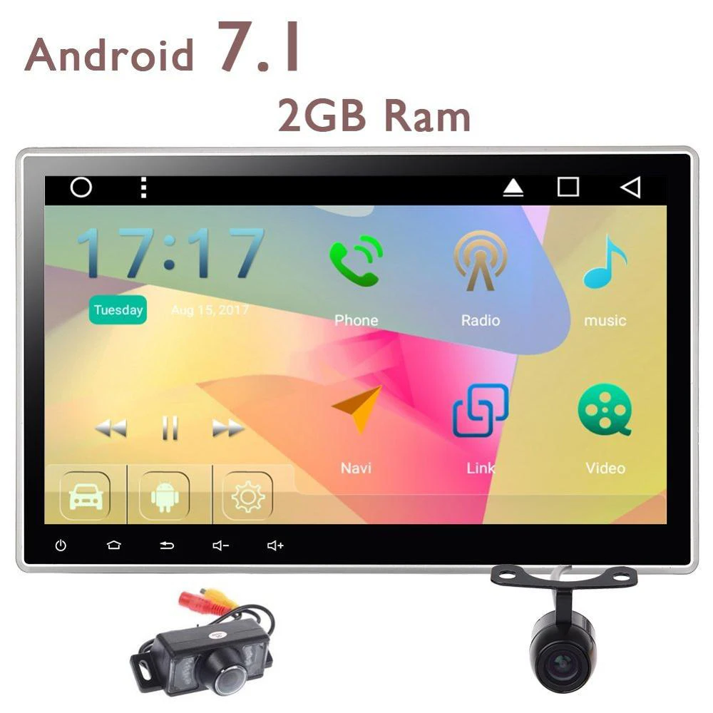 

Eincar Front and Back Camera+Eincar 10.1'' 2 Din Android7.1 Autoradio DVD with Adjustable Viewing Angle Screen In Dash Head Unit