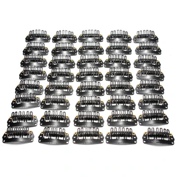 

40pcs U-shaped clamp For Hair Extensions Wig Clips DIY Comb Black Frame