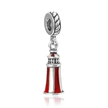 

Red Round Lighthouse Silvering Big Hole Charm Pendants European Creative DIY Jewelry Accessories Fit Necklace Bracelet JPP221
