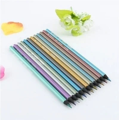 

12 pcs/set Metallic Non-toxic Colored Drawing Pencils 12 Colors Drawing Sketching