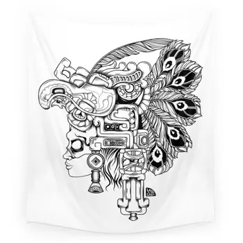

Mayan Warrior Wall Tapestry Wedding Party Gift Bedspread Beach Towel Yoga Picnic Mat