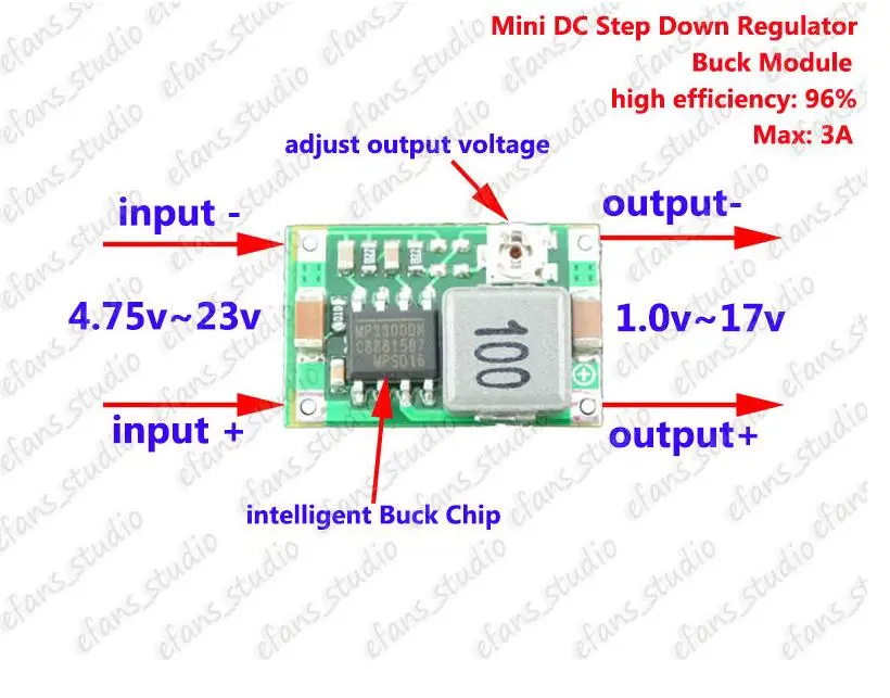 5 шт. DC-DC Бак Шаг вниз Напряжение преобразователь 3,3 V 5V 6V 9V 12V 3A минирегулятор