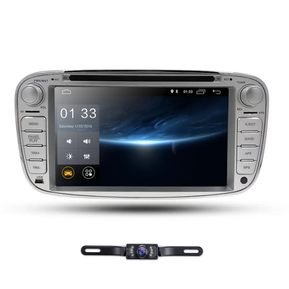 Cheap New 2 Din IPS Car DVD Android 9.0 For Ford focus Mondeo Galaxy S-Max C-Max Transit Connect Kuga Mirror link Steel wheel control 1