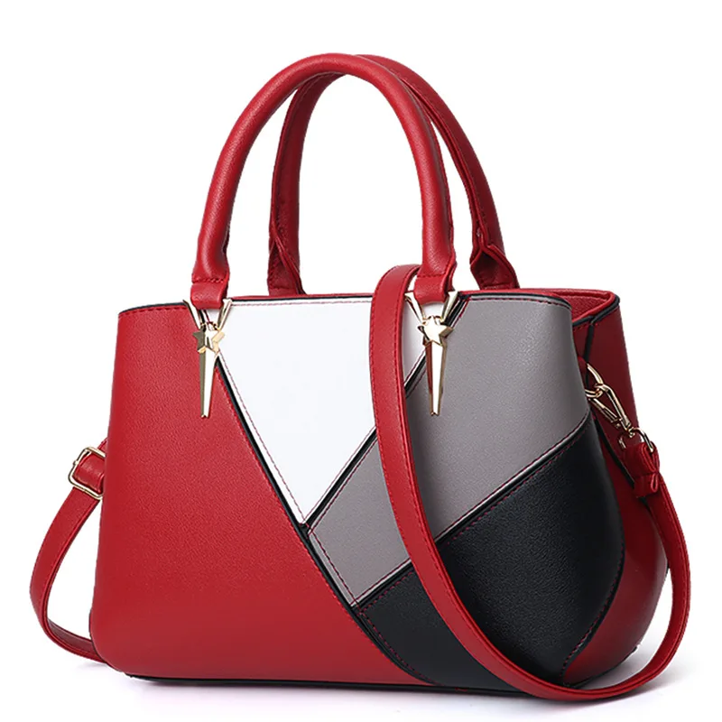 Роскошные сумки, женские сумки, дизайнерские, контрастные цвета, сумка-мессенджер для женщин,, кожаная сумка, сумка для основной леди, сумки для рук - Цвет: wine