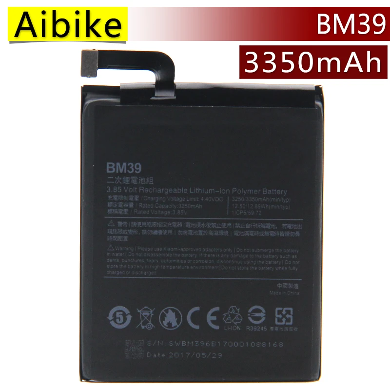 Айбике новый оригинальный мобильный телефон Батарея bm39 Для Сяо Mi 6 замена Батареи