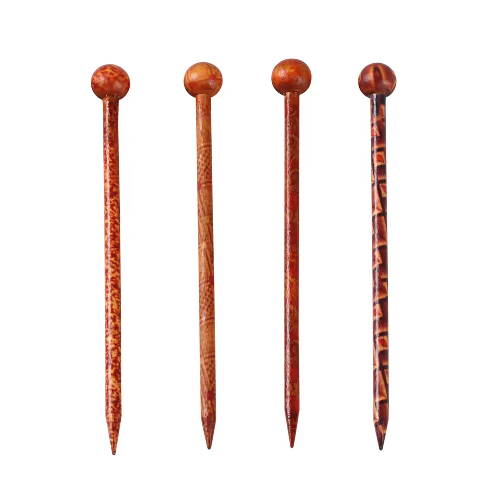 14 pieces Gorgeous Antique Handmade Printed Hair Sticks Shawl Picks Pins Female Wood Hair Stick Hairpin Head Pins Hair Fork 13cm