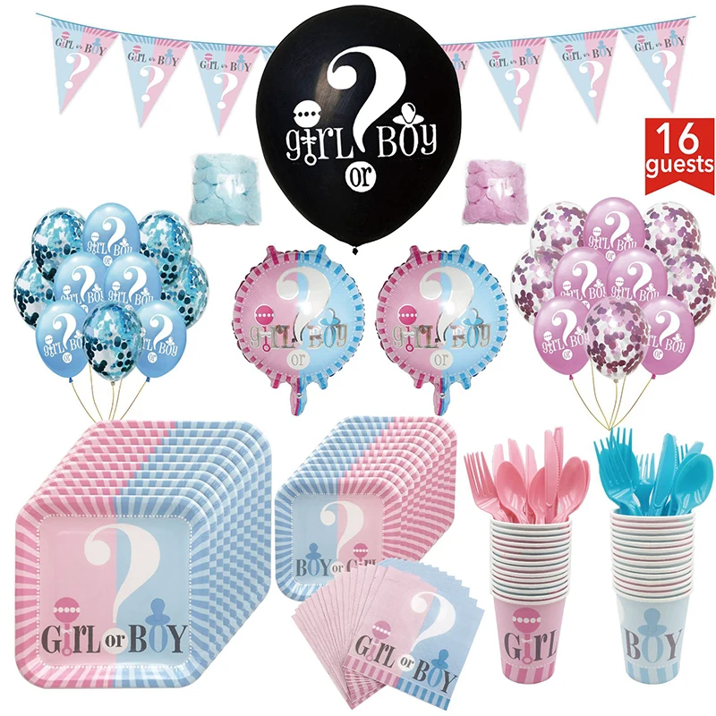 

Pink/Blue Boy or Girl Gender Reveal Party Decor Baby Shower Paper Cup Plate Disposable Tableware Plate Birthday Party decoration