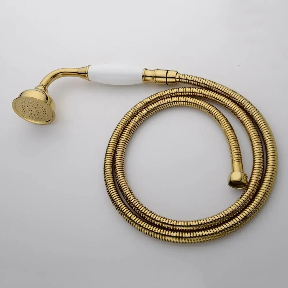 Free shipping NEW Traditional Victorian Handheld Shower Head Handset with Ceramic Handle Gold 03