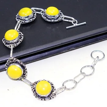 

Yellow Opal Bracelet Silver Overlay over Copper , 22cm, B0651