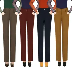 Бесплатная доставка весна-осень новая ткань Большие размеры прямой эластичный высокой талией повседневные женские Штаны женские брюки
