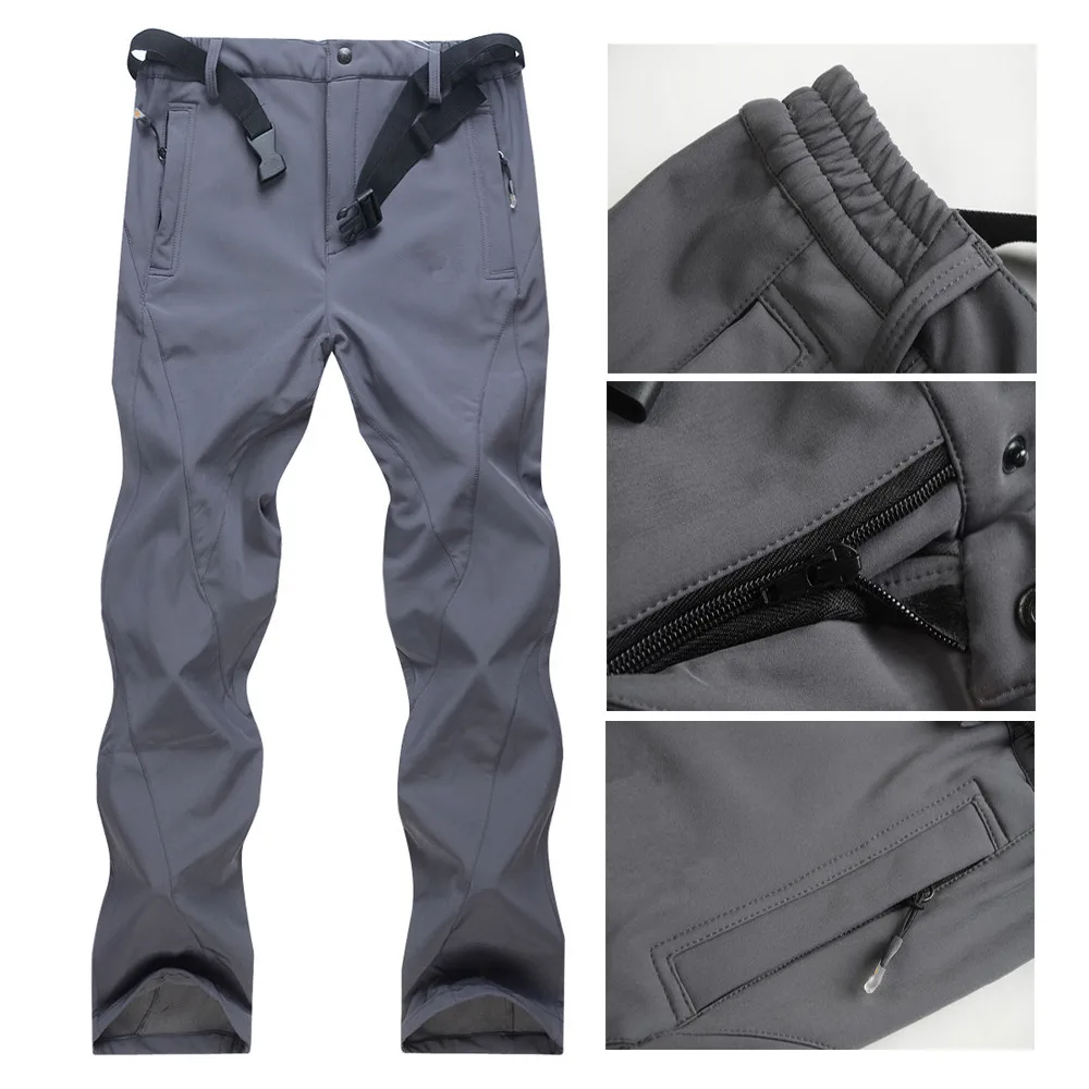 

fishing camping hiking softshell pants men outdoor fleece Skiing trousers waterproof windproof thick warm camping pants