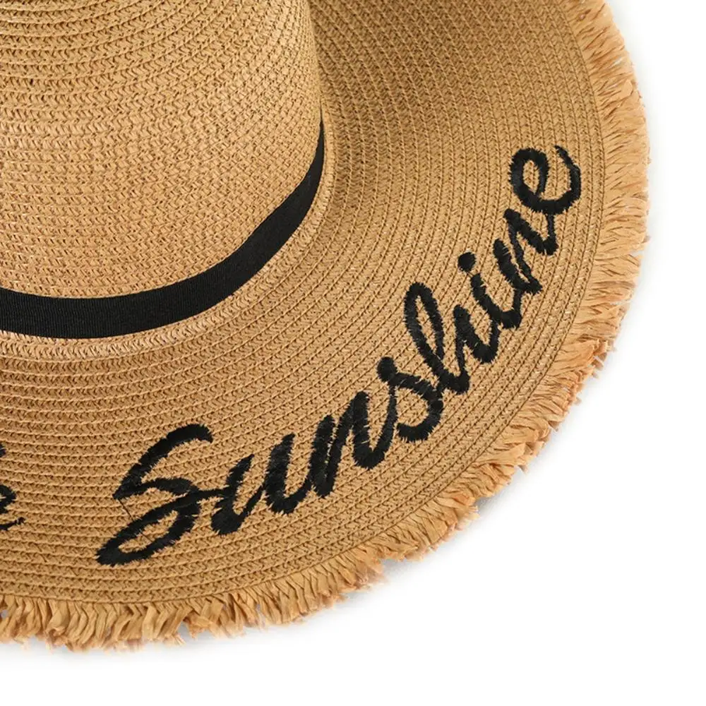 Beach Hat Women Sports Cap Bow-knot Wide Brim Sunscreen Breathable All-match Letter Printed Sports Caps