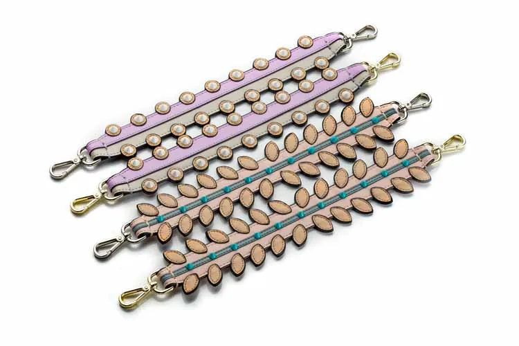 WDPOLO New Women Split Leather Studs Short Strap Classic Letter Design Handle For Bag Hot Chic Shoulder Belts C577