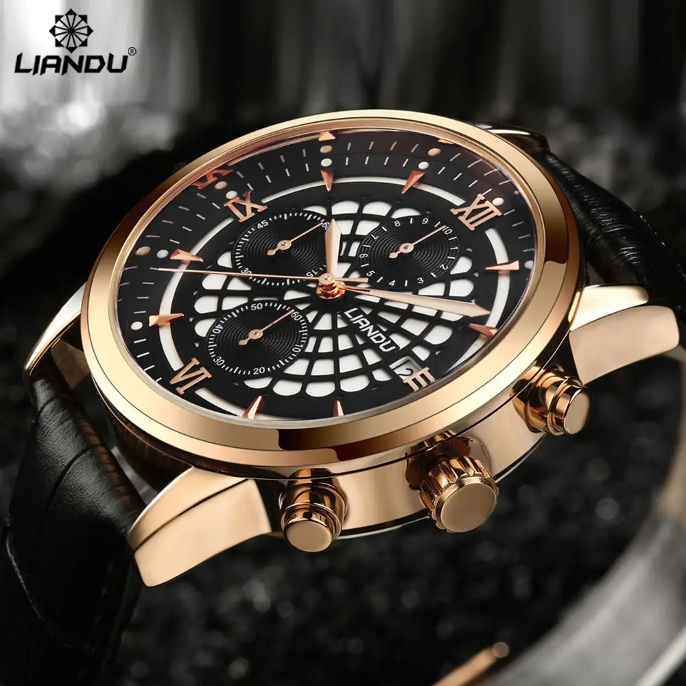 Relogio masculino LIANDU сигнализатор Люксовый Бренд Аналоговые спортивные Наручные Часы