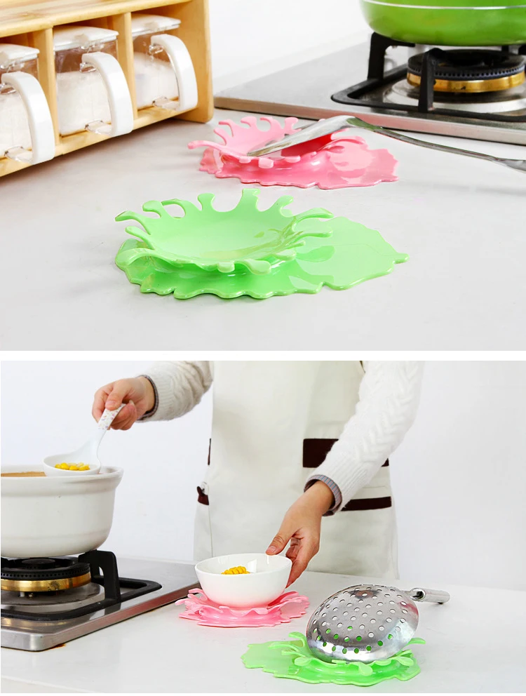Honana KT-948 Mustard Blood Shaped Spoon Rest by Mustard Kitchen Cooking Aid Cup Holder