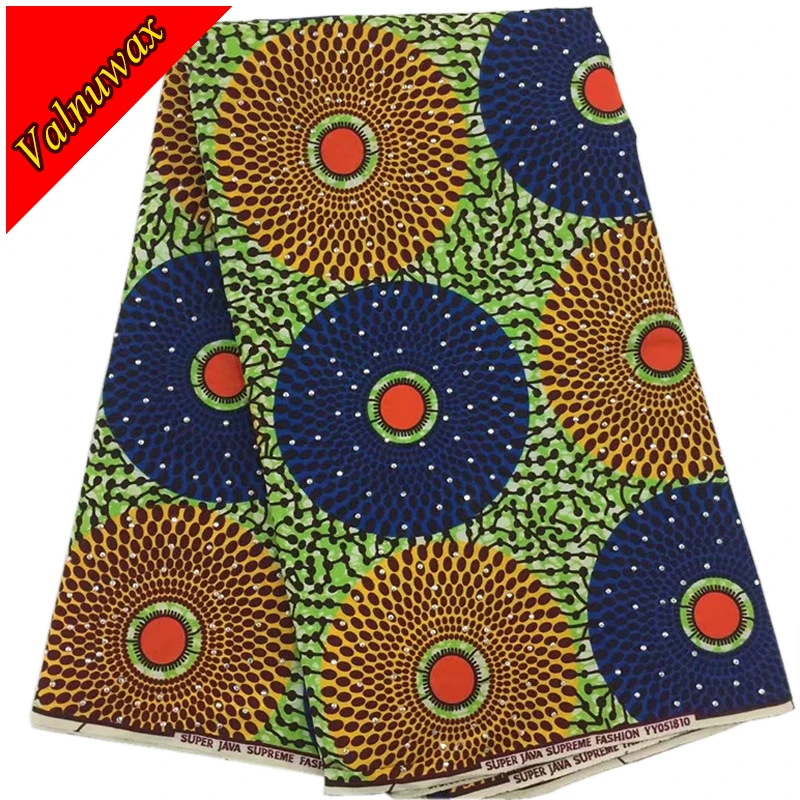 

African wax prints fabrics wax holland style prints fabric with stones 6yards for sewing ankara stylts wedding dress LSS
