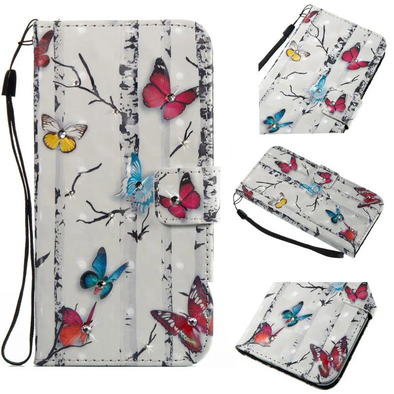 Flip Wallet Rhinestone Leather Painted Phone Soft Bling Cover Shell Coque for Samsung Galaxy A3 A5 J3 J5 J7 2016 2017 US EU Case | Мобильные