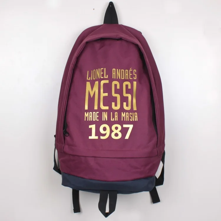 Новая мода Messi Foot Ball холщовый рюкзак для мальчиков и девочек школьная сумка для мужчин и женщин большой емкости Дорожные рюкзаки, школьный рюкзак - Цвет: Wine Red Blue