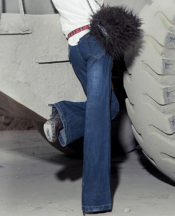 vintage bell-bottom mid waist slim butt-lifting boot cut wide leg flare women's jeans