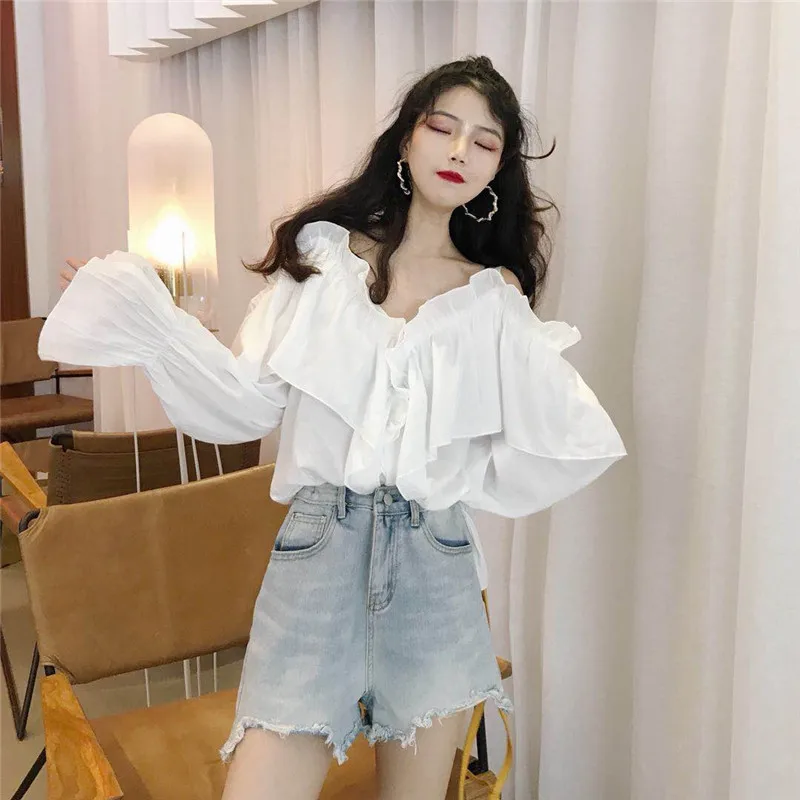 Корейская модная одежда moda camisas брендовая Весенняя женская блуза с разрезами на