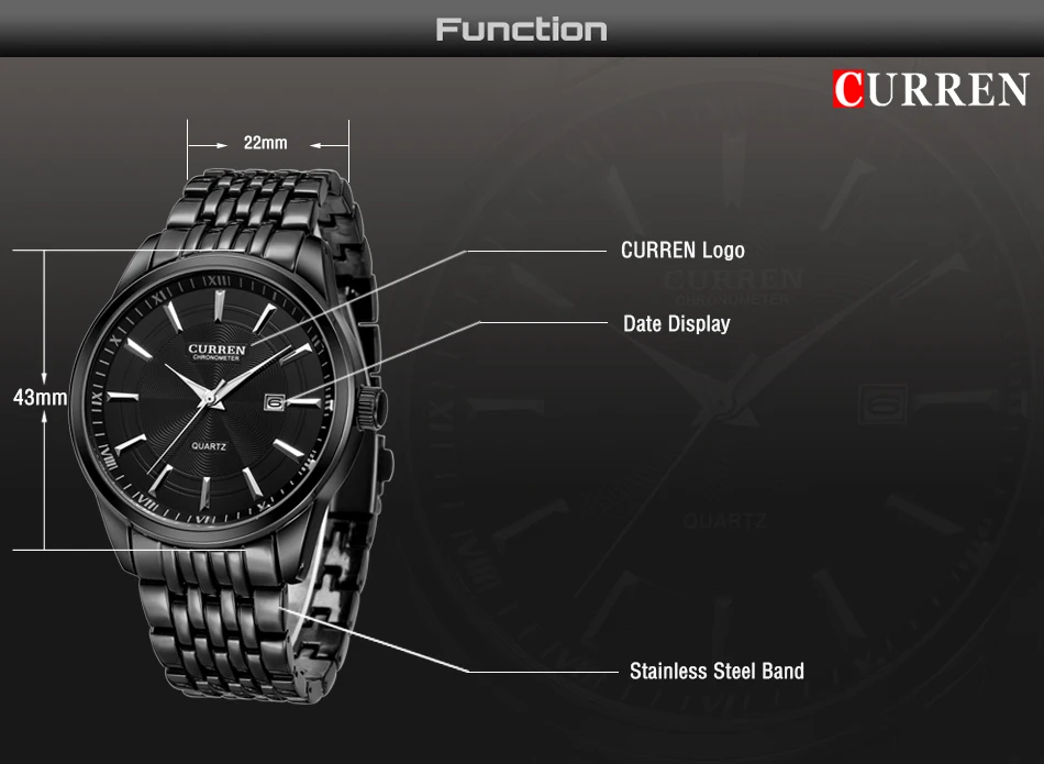 CURREN Роскошные для мужчин часы модные нержавеющая сталь кварцевые часы мужской бизнес Дата аналоговые подарок Relogio Masculino 8052