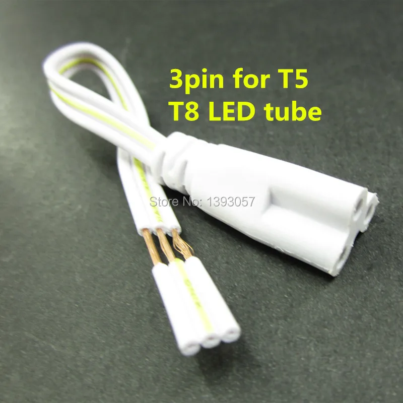 Fluorescent Lamp Connector Cable Female Plug Copper Cord 3 Pin 15cm For
