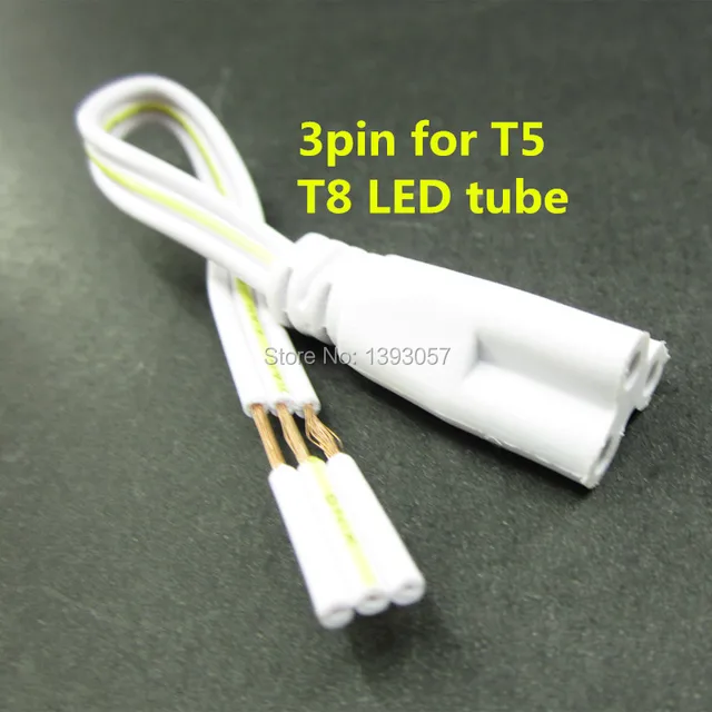 Fluorescent Lamp Connector Cable Female Plug Copper Cord 3 Pin 15cm For