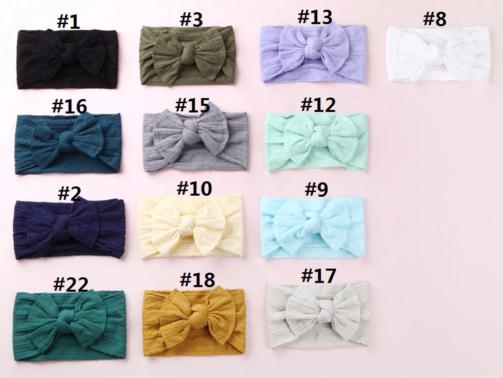 20 шт./лот широкие нейлоновые повязки на голову для новорожденных детей тюрбан с