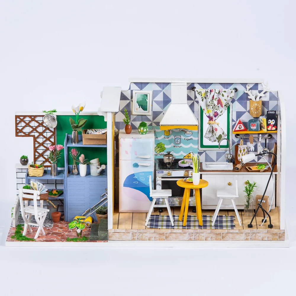 Ручной работы Diy кукольный домик Miniaturas 3d Деревянный кукольный дом мебель миниатюрный кукольный домик комплект со светодиодной игрушкой для детей подарок на день рождения