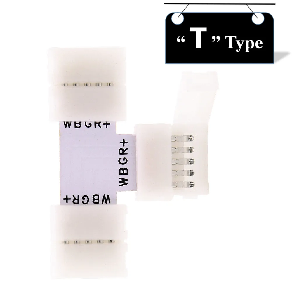 RGBW разъем для светодиодной ленты 5 контактов 10 мм 12 мм L T X образный сварочный разъем для 5050 RGBW RGBWW светодиодные ленты 5 шт./лот - Цвет: T Shape