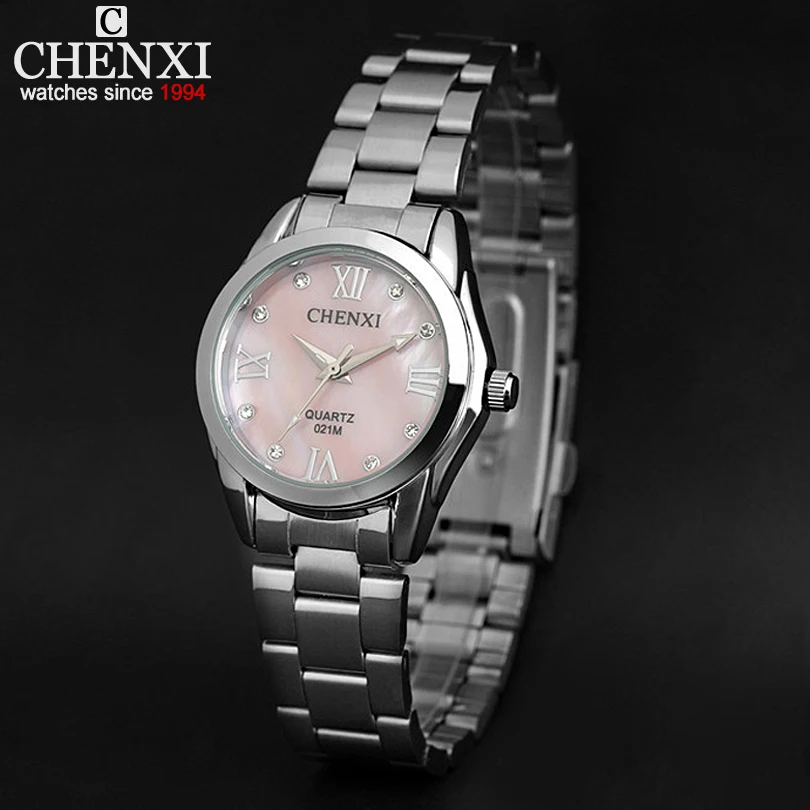 CX-021M, женские модные роскошные водонепроницаемые часы, нержавеющая сталь, высокое качество, имитация оболочки, циферблат, для девушек, стразы
