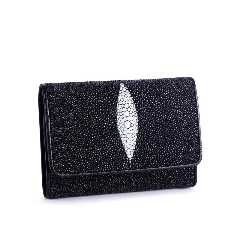 Женский кошелек настоящая кожа ската с экзотическим жемчугом|mens trifold wallet|trifold