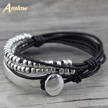 Anslow – Bracelet en cuir multicouche Vintage bohème fait à la main, bijoux pour fête des mères