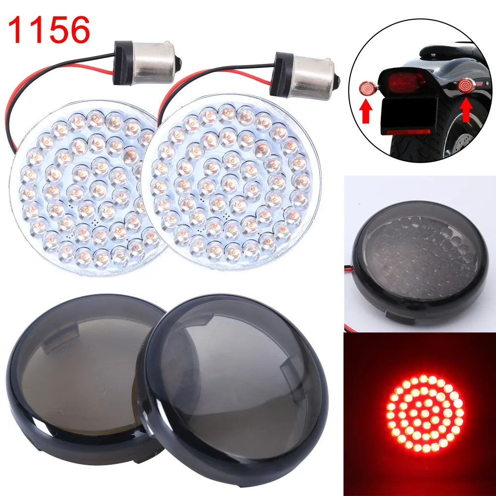 

Motorcycle 2'' Bullet Style Bulb Rear 1156 LED Turn Signal Red LED Brake Light + 2pcs Smoke Lens For Harley Sportster XL883 2002
