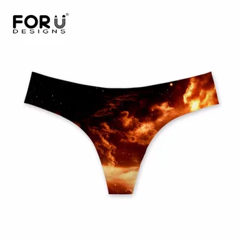 

FORUDESIGNS Fashion Breath Women Summer Thongs Galaxy/Nebula Print Girls Sexy G-strings Bodybuilding Traceless Panties Plus Size